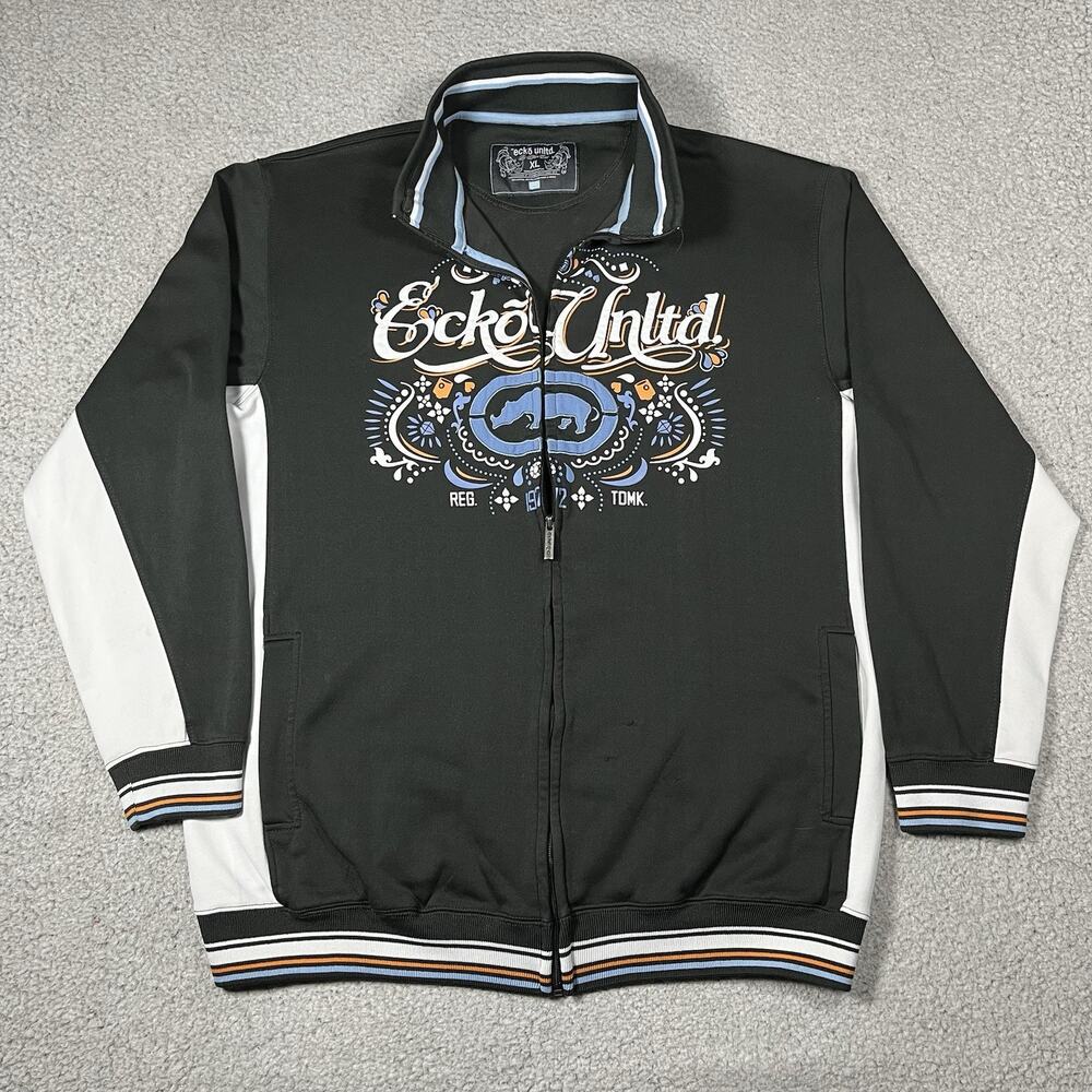 Ecko UNLTD Jacket Mens XL Full Zip Track Embroidered Y2K Skater Grunge Hip Hop